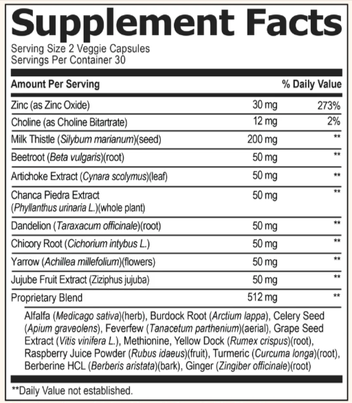 Levitox Supplement Facts