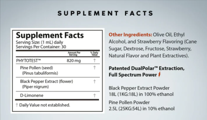 PhytoTest supplement facts